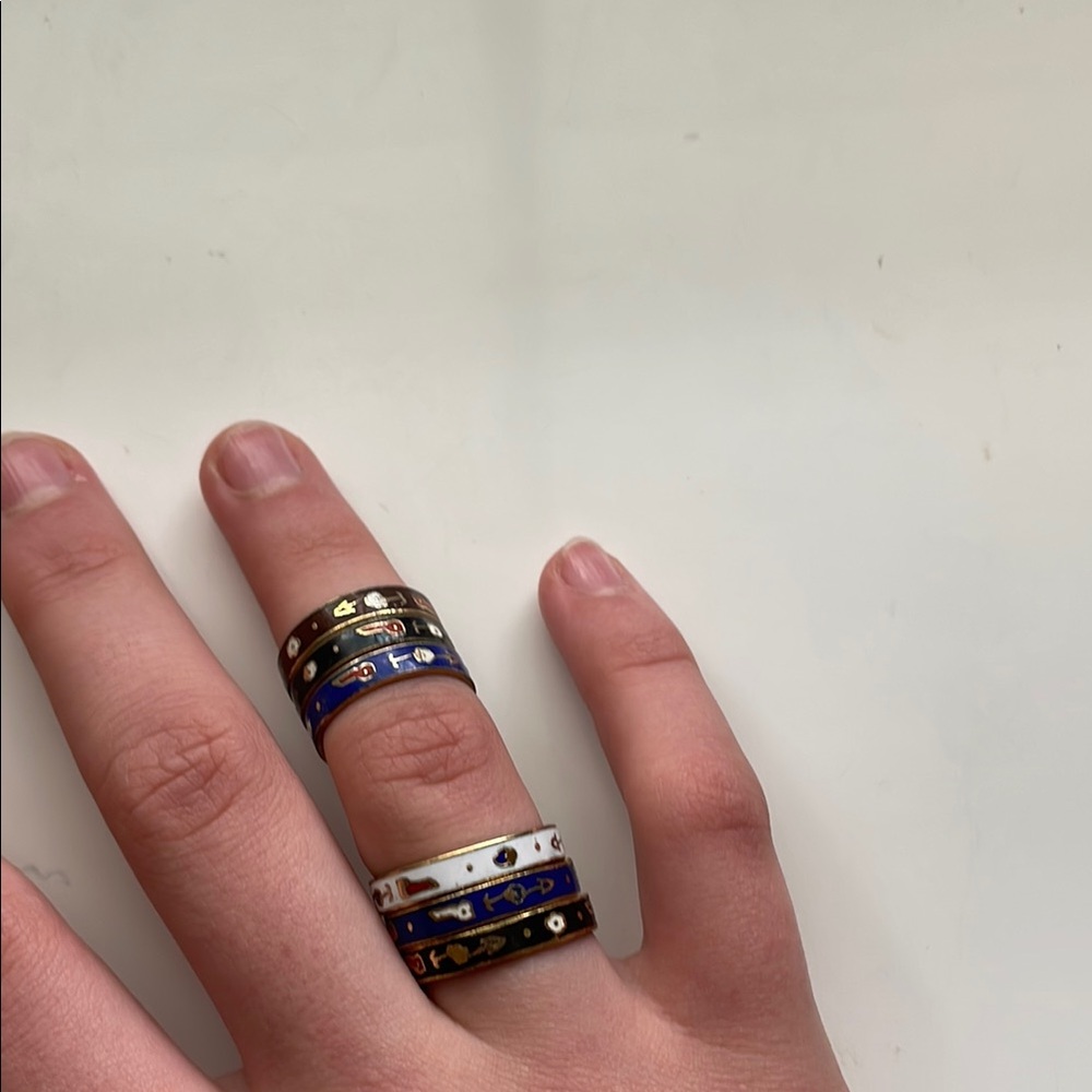 Elegant Gold and Blue Ring Set